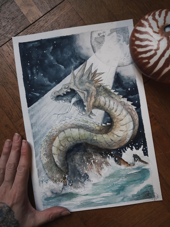 original watercolor oracle ocean mythical card minimaki