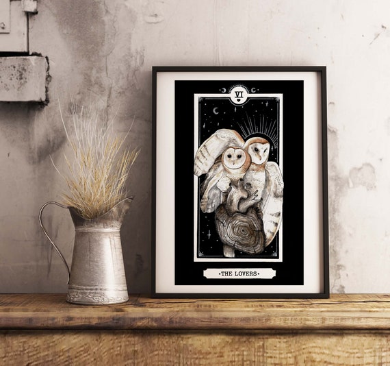 single poster owl tarot card owl poster nature magic card lovers
