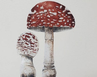 Sticker mushroom, wall sticker forest woodland watercolor decoration room