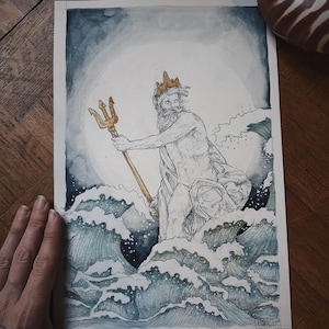 aquarelle originale oracle ocean mythique carte minimaki
