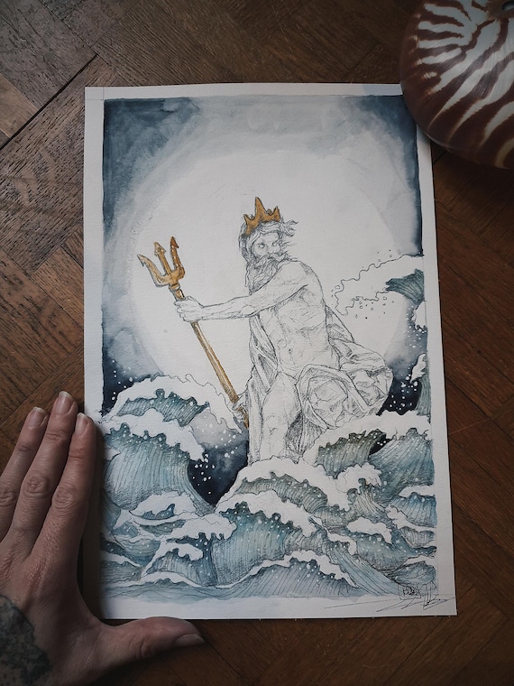 original watercolor oracle ocean mythical card minimaki