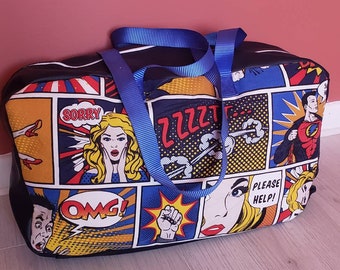 Reisetasche, Wochenendtasche, Handgepäck, Koffer, Marcel- und Comic-Stoff, verschiedene Größen und Farben