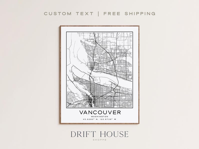 Vancouver Map Print, Vancouver Wall Art, Map of Vancouver, Home Town