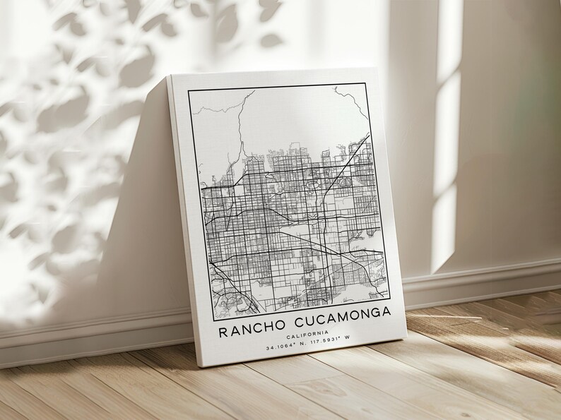 Rancho Cucamonga Map Print, Rancho Cucamonga Wall Art, Map of Rancho
