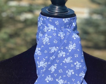 SALE!! Equestrian Shaped Stock tie Foxhunting Eventing Dressage Blue Flowers