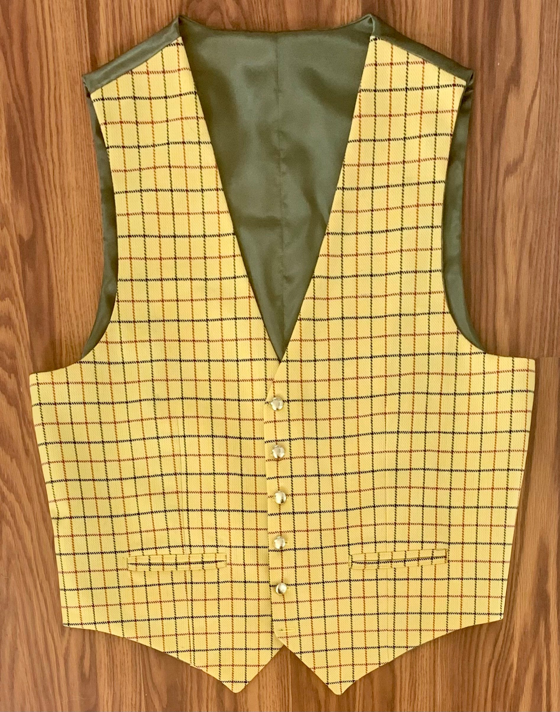 Gentlemen Tattersall Yellow Vest Foxhunting