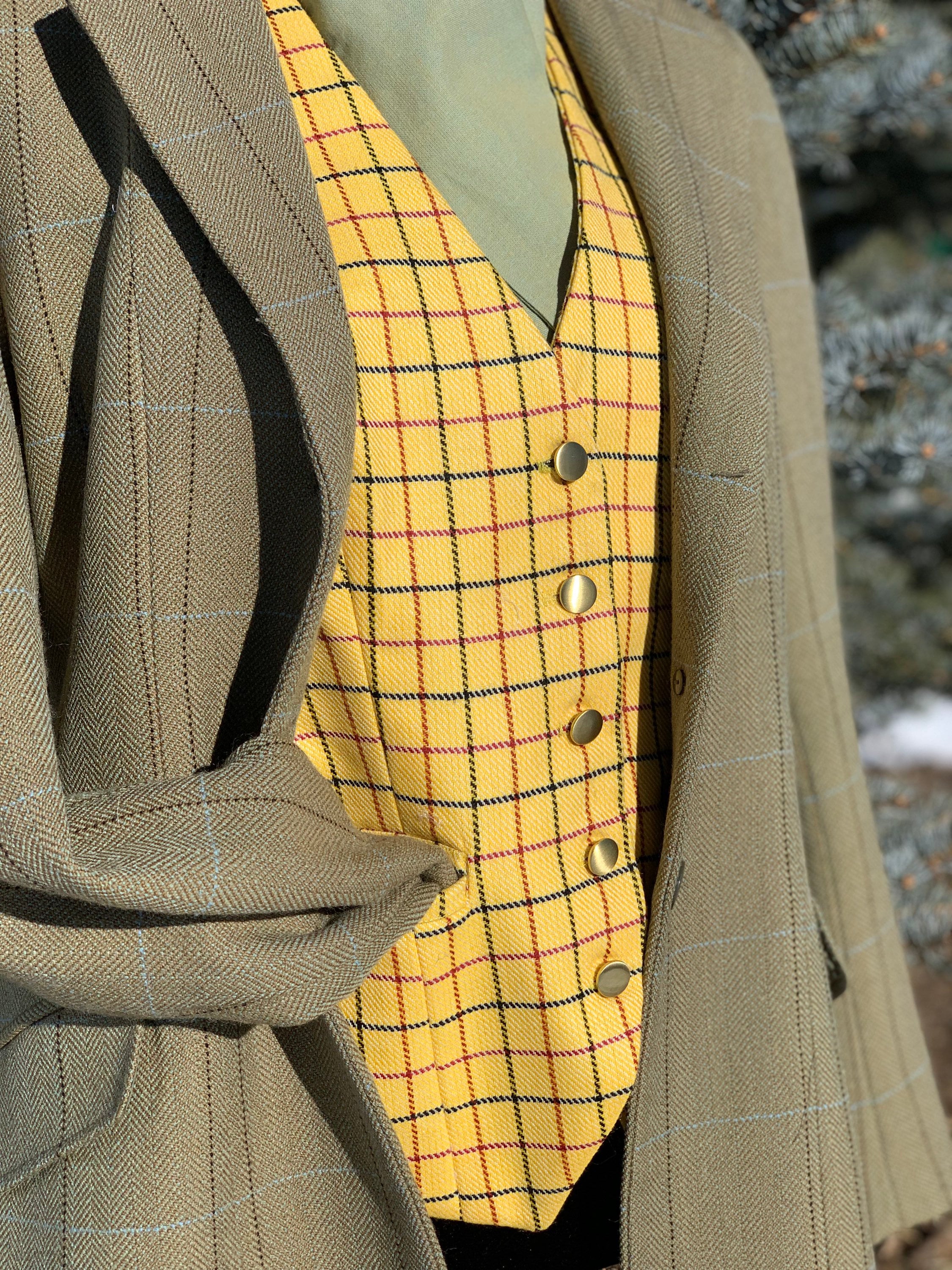 Ladies Yellow Tattersall Vest Ladies