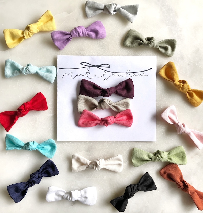 bright green knot bow Apple Green Mini Knot Bow mini knot pig tail clips pastel green bow knotted bow headband summer bow headband