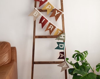 Happy Birthday Flag Banner: Earth Tones Felt Bunting