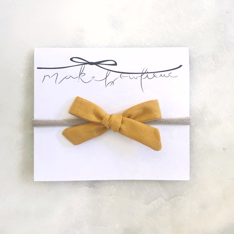 mustard yellow skinny schoolgirl bow mustard headband school girl bow headband schoolgirl pig tail clips Schoolgirl Baby Bow Headband
