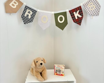 Custom Boy Name Banner: Hand-Cut Felt Letter Bunting