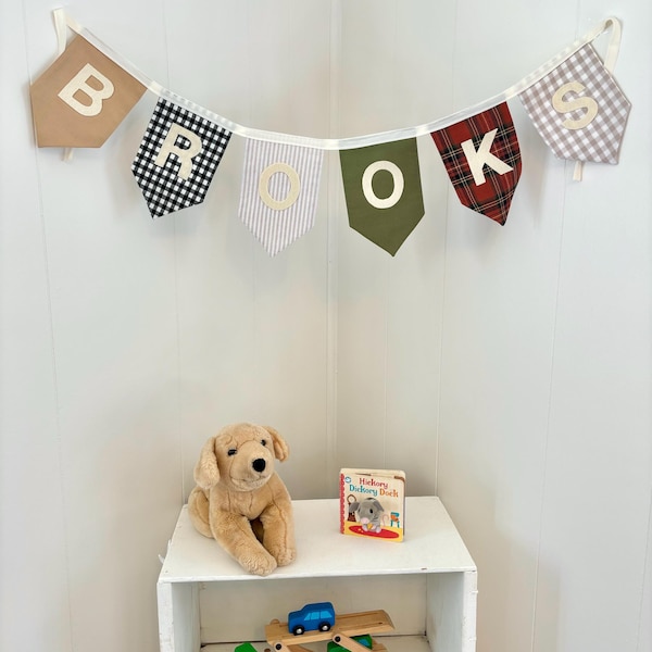 Custom Boy Name Banner: Hand-Cut Felt Letter Bunting