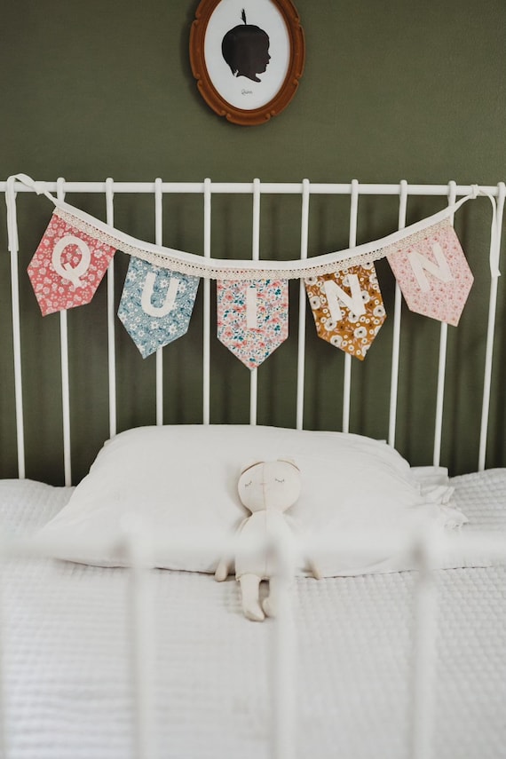 Custom Liberty Floral Name Banner: Girls Nursery Decor, Girl bedroom decor