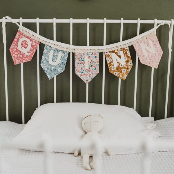 Custom Liberty Floral Name Banner: Girls Nursery Decor, Girl bedroom decor