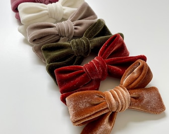 Girl Velvet Schoolgirl Bow | Pick your color velvet bow, Fall velvet baby bow, olive velvet bow, pink velvet bow, velvet bow headband