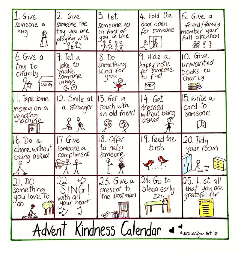 Kindness Advent Calendar Etsy Kindness Advent Calendar Etsy