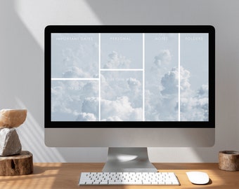 Minimalistisk molnbaserad skrivbordsorganisatör - Minimalistisk skrivbordsbakgrund - Skrivbordsbakgrundsorganisatör, Mac-bakgrundsbild, Mac Windows-organisatör