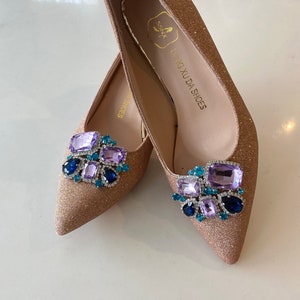 Tula Lilac & Blue Shoe Clips