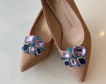 Tula Lilac & Blue Shoe Clips