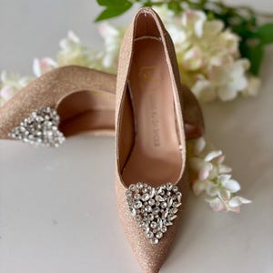 Statement Heart Crystal Shoe Clips Wedding Bridal Shoe Clips gold or silver setting