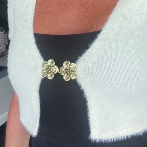 ClassiClip Cardigan Clip Brooch Rose in Antique Silver, Gold or Bronze