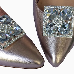 Raquel Crystal Shoe Clips silver setting Wedding Bridal Shoe Clips
