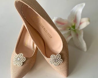 Blume geformte Perle & Kristall Schuhclips