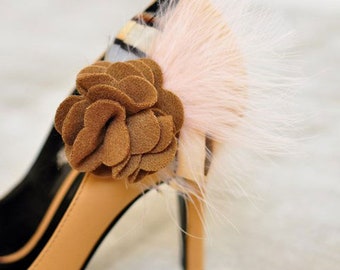 Coco Bouquet Felt & Feather Flower Shoe Clips