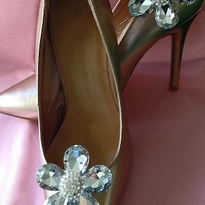 Laura Crystal Shoe Clips silver setting Wedding Bridal Shoe Clips