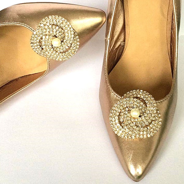 Belinda Crystal & Pearl Shoe Clips Wedding Bridal Shoe Clips