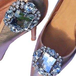 Alicia Crystal Shoe Clips silver setting Wedding Bridal Shoe Clips