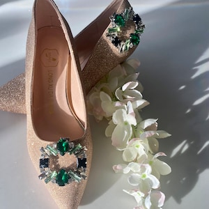 Hatti Green & Crystal Buckle Schuhclips