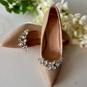 Olivia Stunning Crystal Shoe Clips silver setting Wedding Bridal Party Shoe Clips