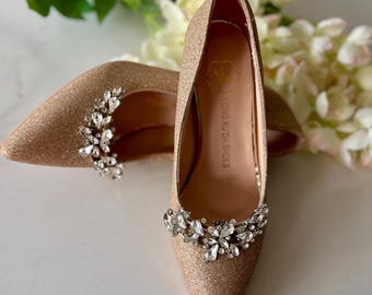 Olivia Stunning Crystal Shoe Clips silver setting Wedding Bridal Party Shoe Clips