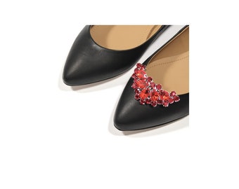 Alma Red Crystal Jewelled Shoe Clips