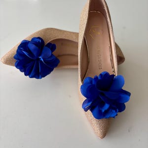 Royal Blue Flower Wedding Bridal Shoe Clips