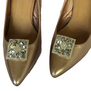 Rauquel Square Crystal Shoe Clips  Wedding Bridal Shoe Clips