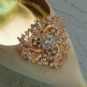 Sunny Crystal Shoe Clips Wedding Bridal Shoe Clips gold setting