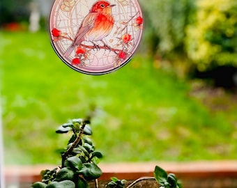 Robin Suncatcher: 3D Acrylic Window Hanging, Bird Lover Gift