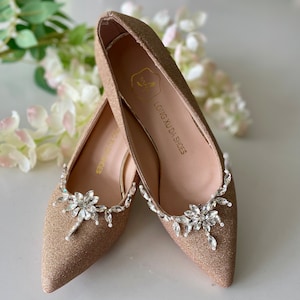 Stunning Crystal Jewelled Flexible Shoe, Shoe Clips silver setting Wedding Bridal