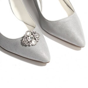 Maxima Crystal Shoe Clips silver setting Wedding Bridal Shoe Clips