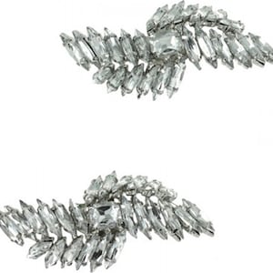 Vicky Crystal Shoe Clips silver setting Wedding Bridal Shoe Clips