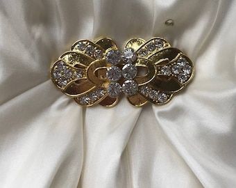 Clip à Foulard Vintage Or - Cabochon Marron Marbré, état Parfait (occasion)