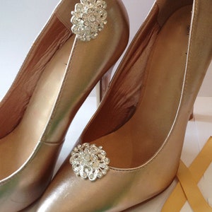 Gina Silver & Crystal Shoe Clips Silver setting Wedding Bridal Shoe Clips