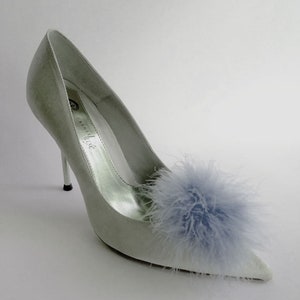 Statement Grey Fluffy Pom Pom Shoe Clips