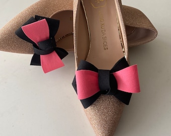 Carrie Schwarz & Pink Schleife Schuhclips
