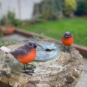 ROBIN RED BREASTS Sculpture Figurine Ornaments, one pair of indoor or outdoor robins - Sentimental Gift - Robin lovers - bird gift