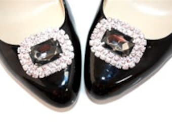 Paris Crystal Shoe Clips in clear crystal or grey