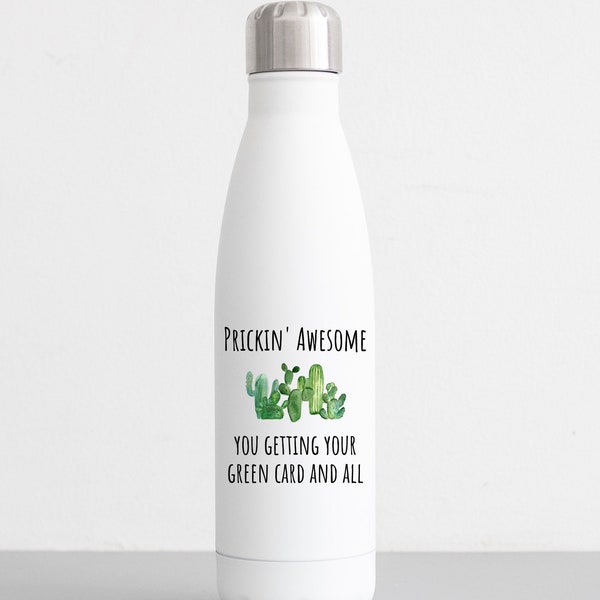 Green Card Congratulations Funny Gift Idea Water Bottle Cup