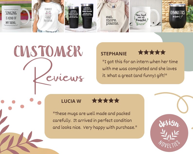 the customer review page for a personalized coffee mug